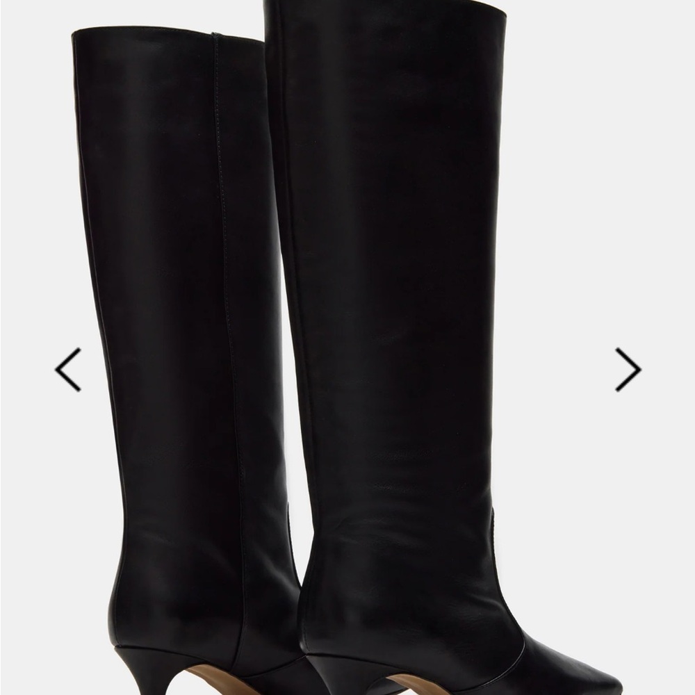Steve Madden Lander Black Leather kitten Heeled Boots 8.5 - Picture 5 of 14
